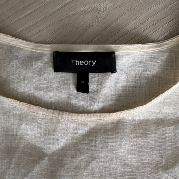 Theory 100% Linen Fringe Top S Cream Minimalist Sleeveless - Picture 6 of 8